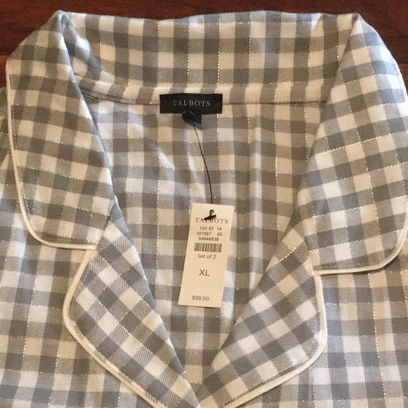 NWT Talbots Gray and white Gingham Pj set - Picture 5 of 12